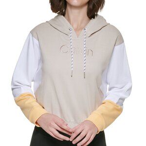 NWoT Calvin Klein Performance Womens Colorblock Hoodie Beige Size XL $70 GG435
